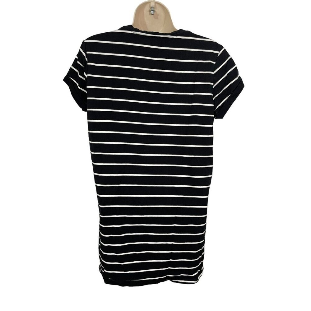 LULUS Women's Small Black White Striped Mini Shirtdress - Picture 7 of 14